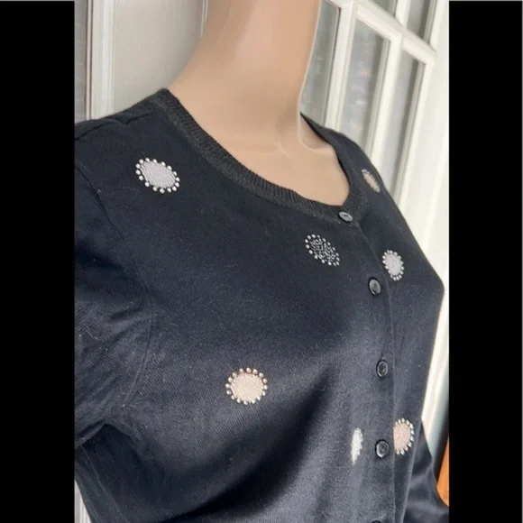 Charter club like new black rhinestone embellishd sweater - Picture 2 of 8